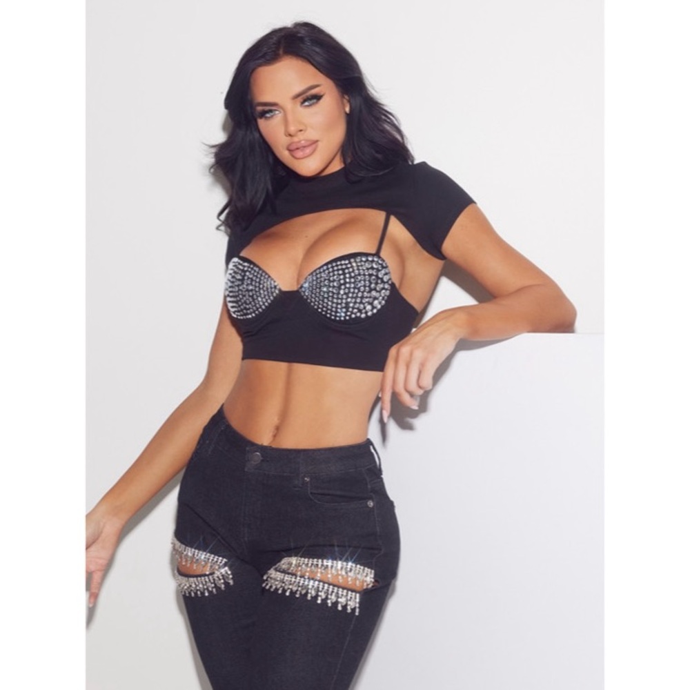 Rhinestone Crop Top
